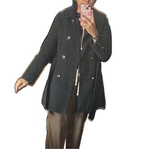 Women's Black Double-Breasted Coat